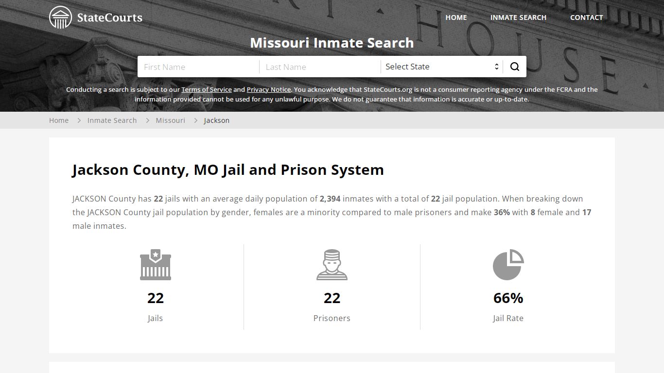 Jackson County, MO Inmate Search - StateCourts