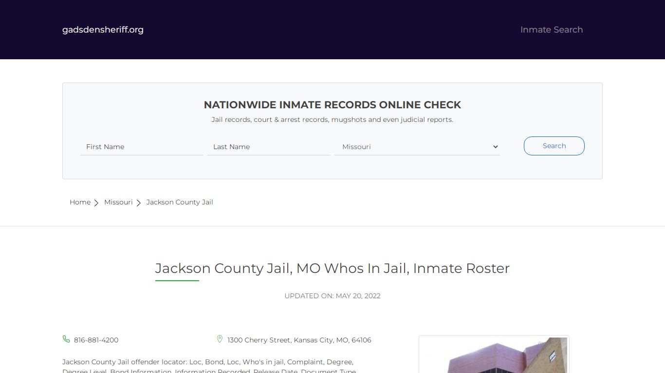 Jackson County Jail, MO Inmate Roster, Whos In Jail